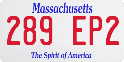 MA license plate 289EP2