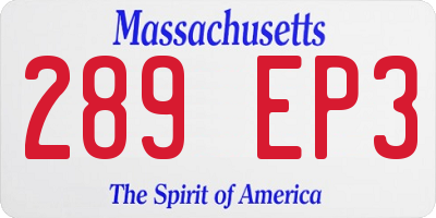 MA license plate 289EP3
