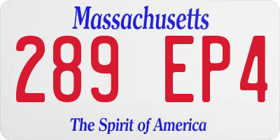 MA license plate 289EP4