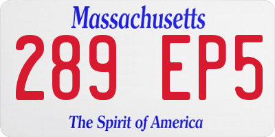 MA license plate 289EP5