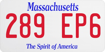 MA license plate 289EP6