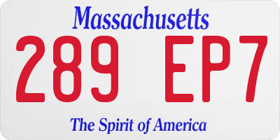 MA license plate 289EP7