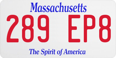 MA license plate 289EP8