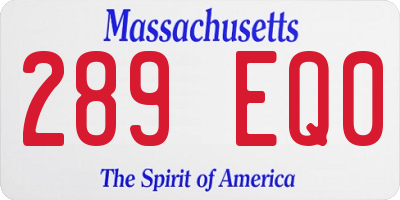 MA license plate 289EQ0