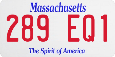 MA license plate 289EQ1