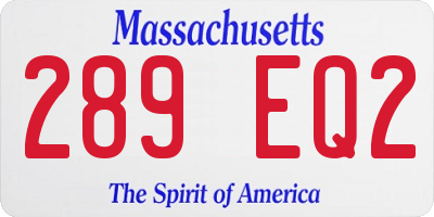 MA license plate 289EQ2