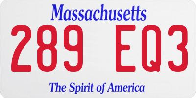 MA license plate 289EQ3