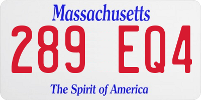 MA license plate 289EQ4