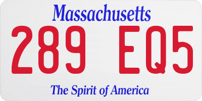 MA license plate 289EQ5