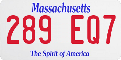 MA license plate 289EQ7