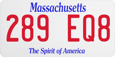MA license plate 289EQ8