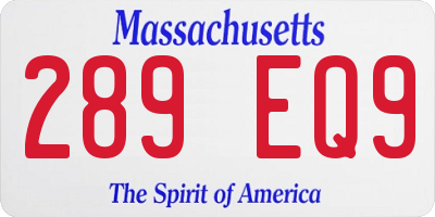 MA license plate 289EQ9