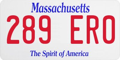 MA license plate 289ER0