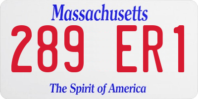 MA license plate 289ER1