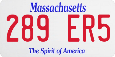 MA license plate 289ER5