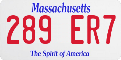 MA license plate 289ER7
