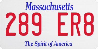 MA license plate 289ER8