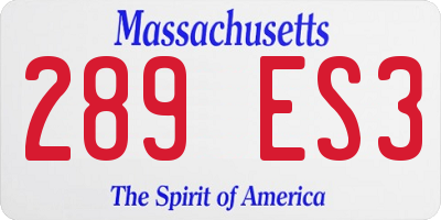 MA license plate 289ES3
