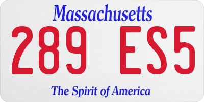 MA license plate 289ES5