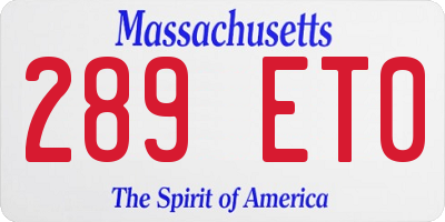 MA license plate 289ET0