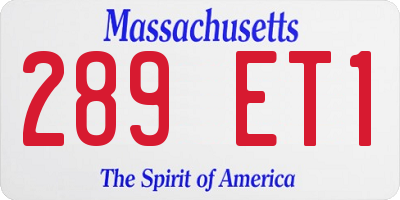 MA license plate 289ET1