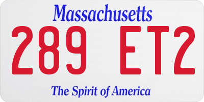 MA license plate 289ET2