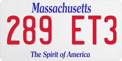 MA license plate 289ET3