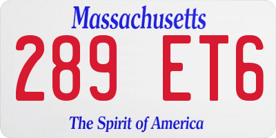 MA license plate 289ET6