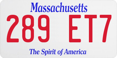 MA license plate 289ET7