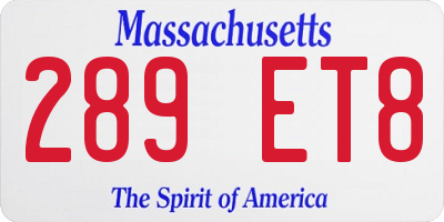 MA license plate 289ET8