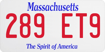 MA license plate 289ET9