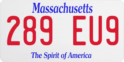 MA license plate 289EU9