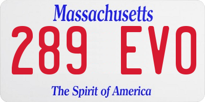 MA license plate 289EV0