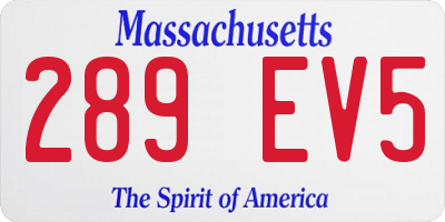 MA license plate 289EV5