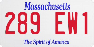 MA license plate 289EW1