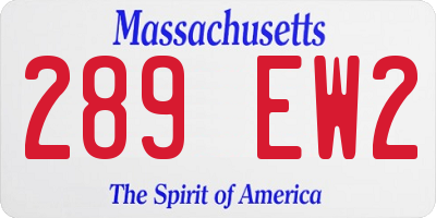 MA license plate 289EW2