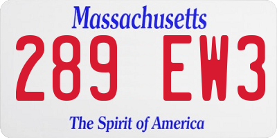 MA license plate 289EW3