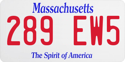 MA license plate 289EW5