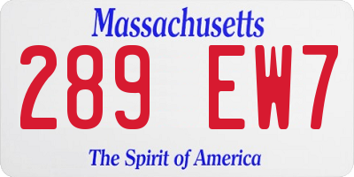 MA license plate 289EW7