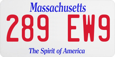 MA license plate 289EW9