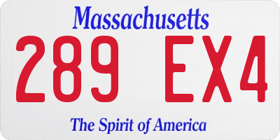 MA license plate 289EX4