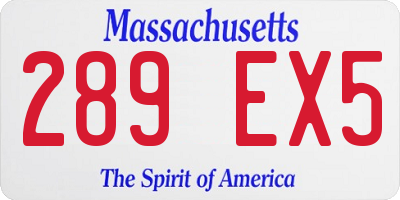 MA license plate 289EX5