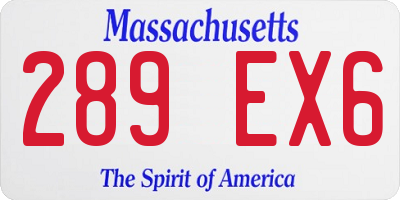 MA license plate 289EX6