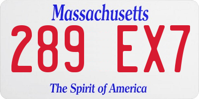 MA license plate 289EX7
