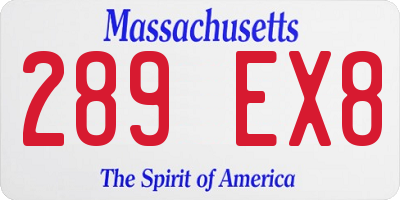 MA license plate 289EX8