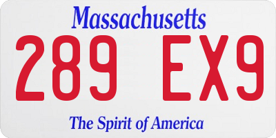 MA license plate 289EX9