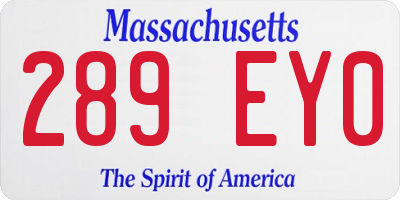 MA license plate 289EY0