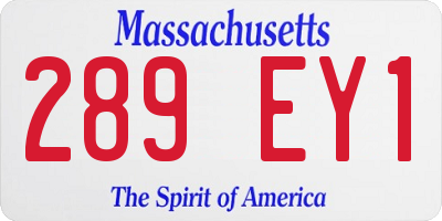 MA license plate 289EY1