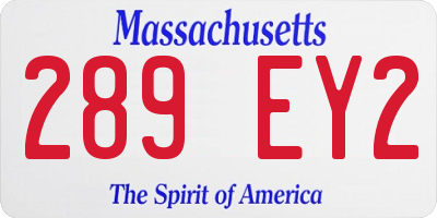 MA license plate 289EY2