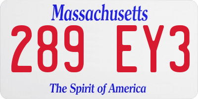 MA license plate 289EY3